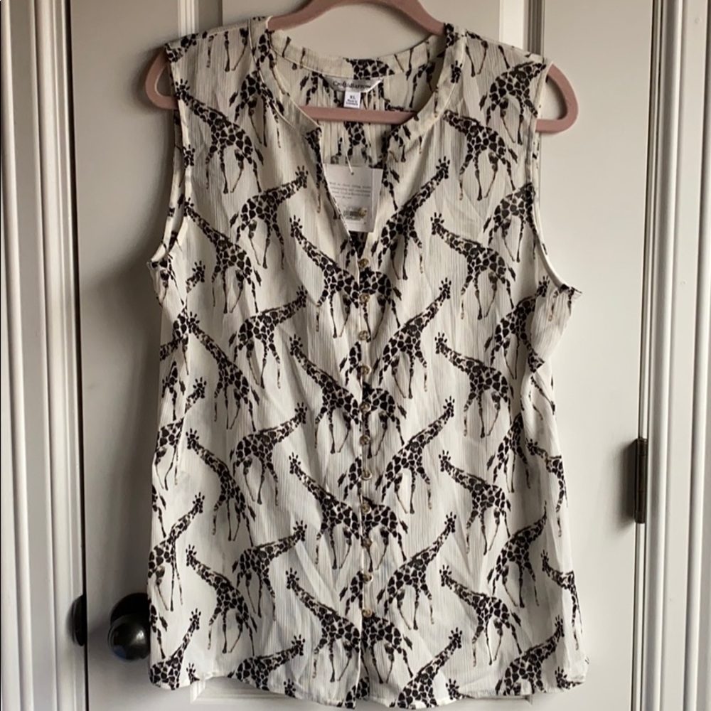 Croft&Barrow NWT Beige Buttoned Giraffe Top